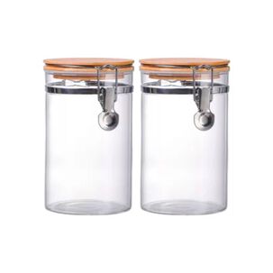 Set 2 Frascos Tarro Hermetico Vidrio 480ml Con Tapa De Bambu Set 2 Frascos Tarro Hermetico Vidrio 480ml Con Tapa De Bambu