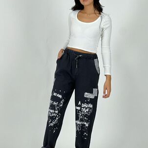 Jogger Italiano De Mezclilla Diseño Brillos