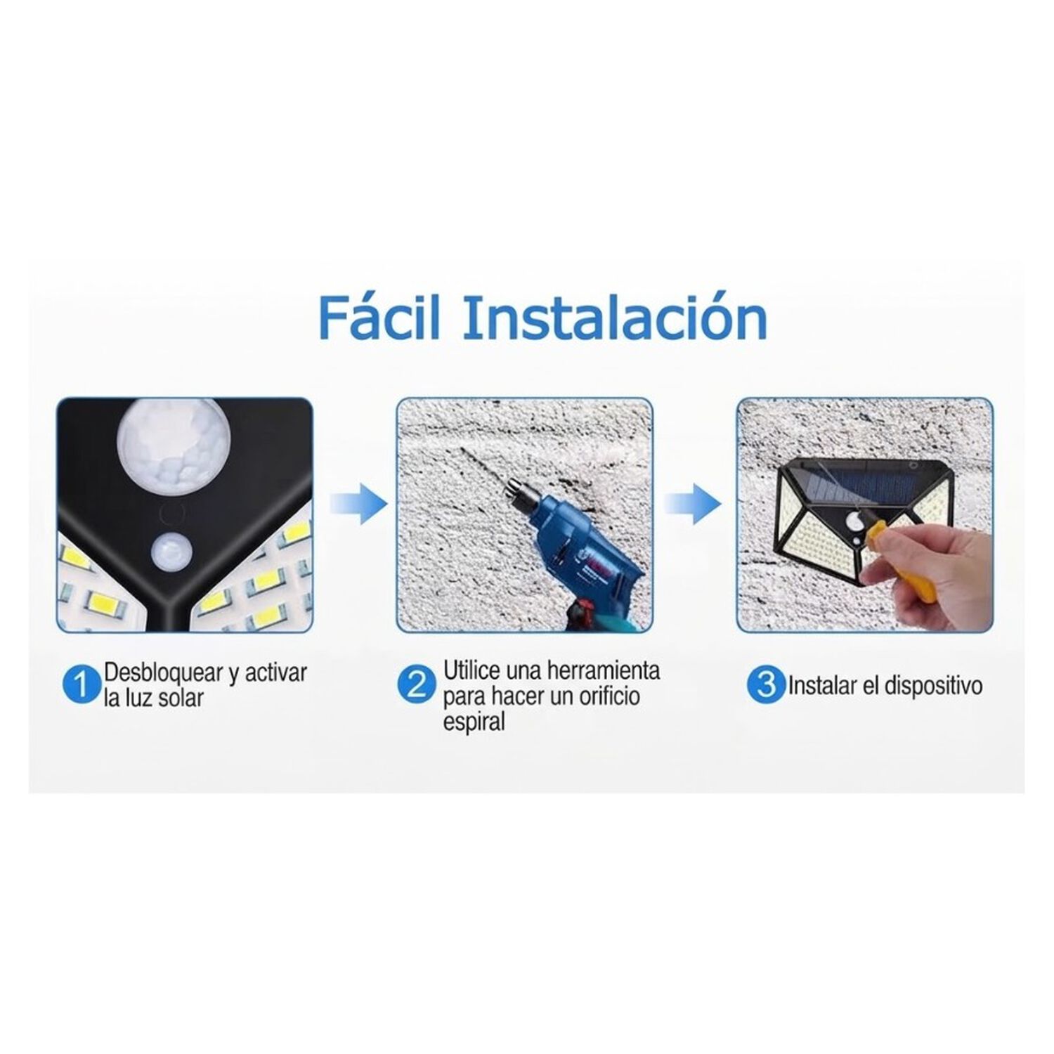 Luz Solar De Pared Exterior Con Sensor De Movimiento 100 Led Impermeable image number 1.0