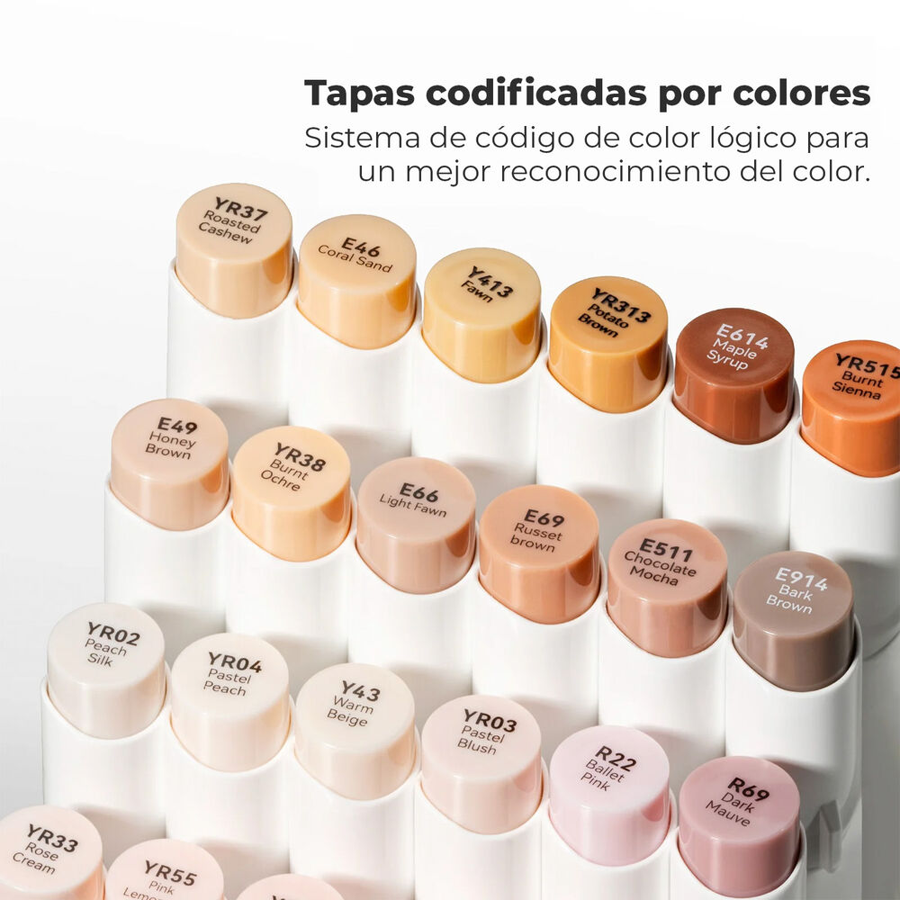 Ohuhu 24 Marcadores Piel Honolulu S Pincel & Biselada Suave image number 6.0