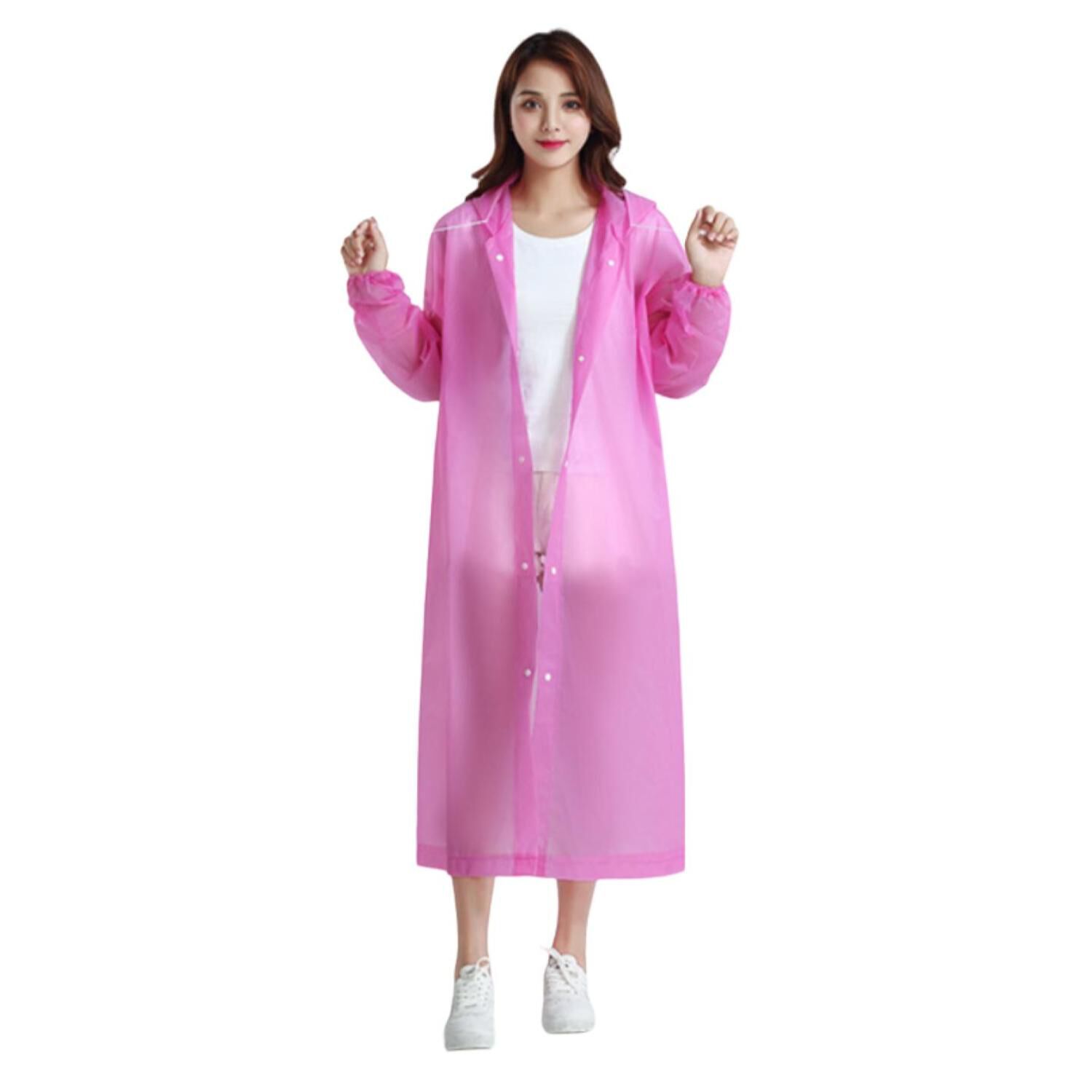 Poncho Impermeable Con Gorro Para Lluvia Rosado image number 0.0