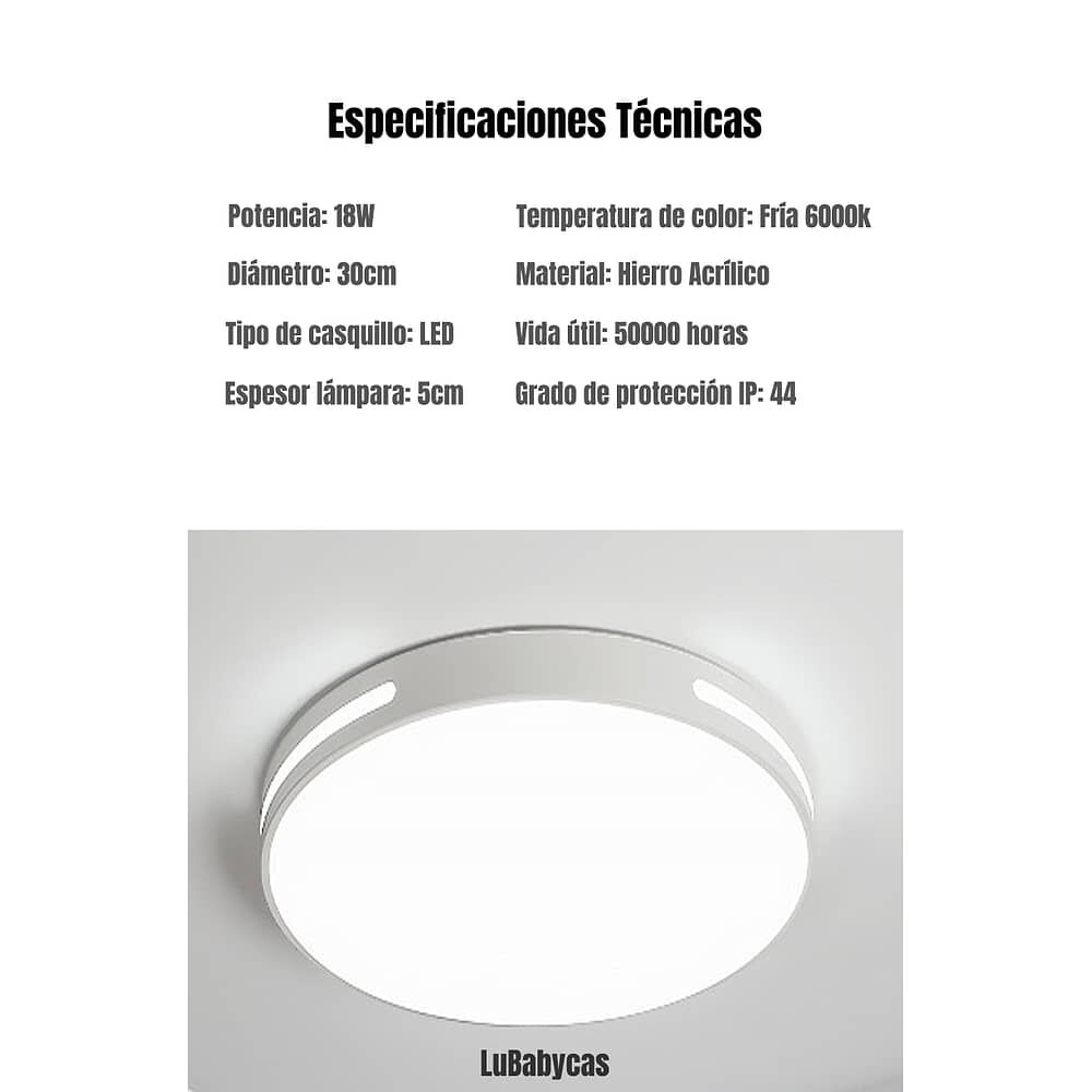 L&aacute;mpara De Techo Led 30cm 18w By Lubabycas image number 6.0