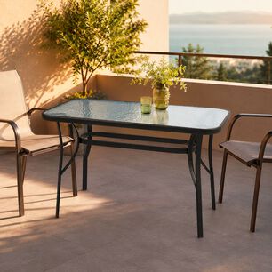 Mesa Terraza Vidrio Y Acero 70x70x120 Negra