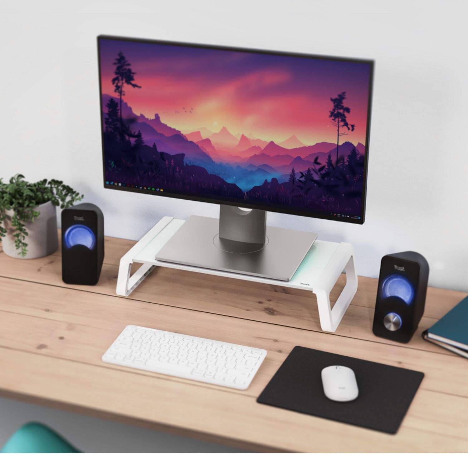 Soporte De Monitor Trust Monta Premium Tempered Glass White image number 3.0