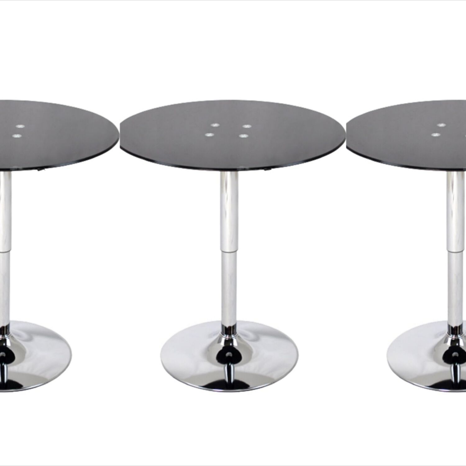 Set 3 Mesas De Bar Vidrio Templado Negro Regulable 60 Cm Di&aacute;metro image number 0.0