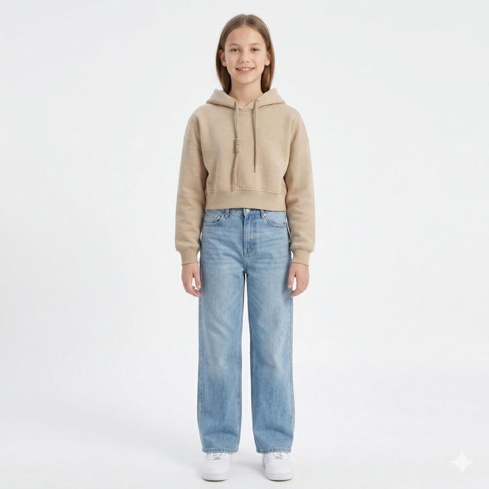 Poler&oacute;n Crop Juvenil Con Capucha Dise&ntilde;os Brillantes image number 2.0