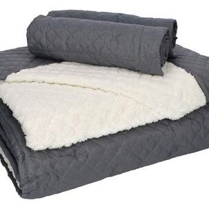 Quilt Andes Sherpa Liso Gris 2 Plazas