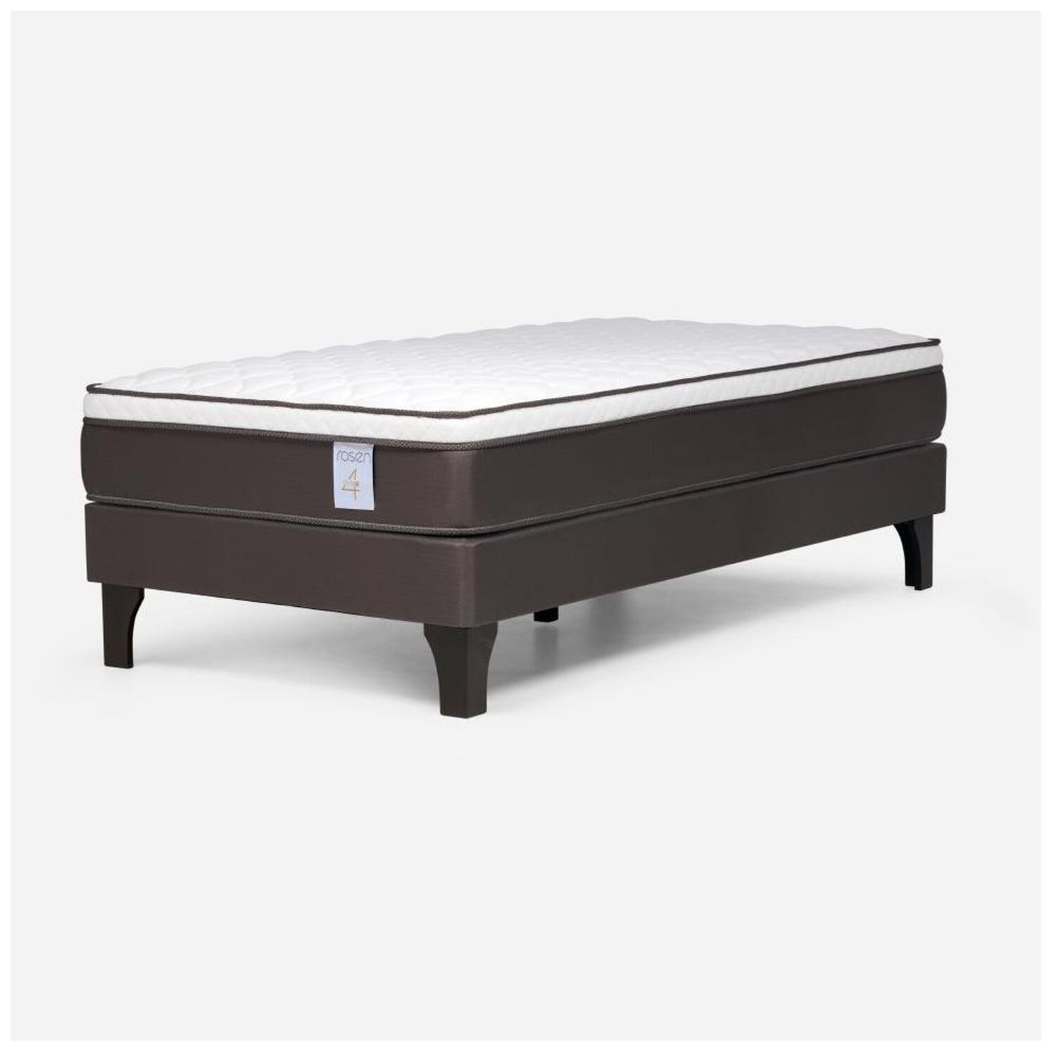 Cama Europea Rosen New Style 4 Plus / 1 Plaza / Base Normal  + Respaldo Rachel Gris image number 6.0
