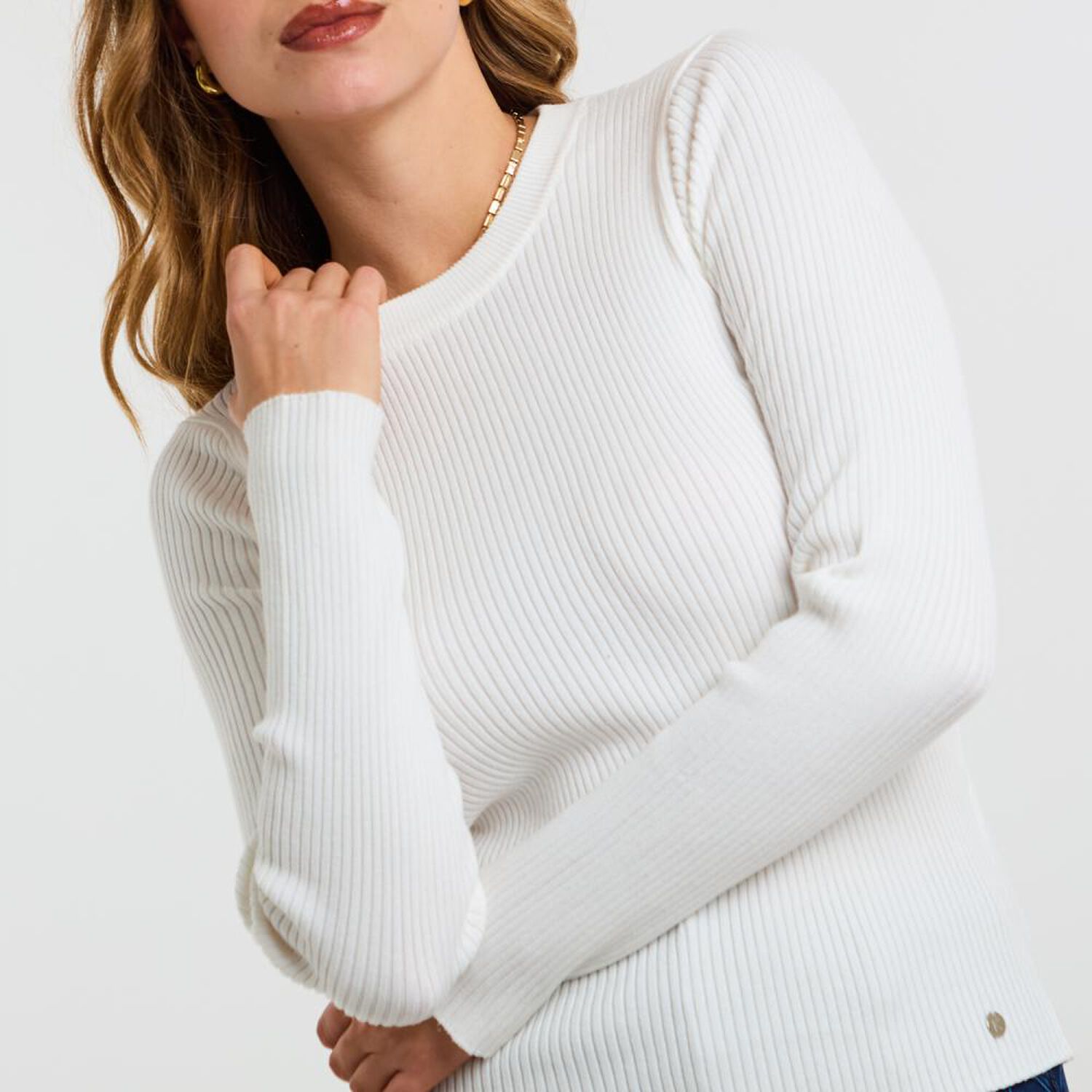 Sweater Rayas Manga Larga Cuello Redondo Mujer Kimera image number 4.0