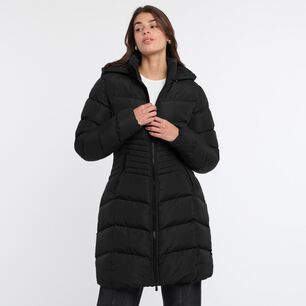 Parka Larga Con Detalle En Cintura Cuello Alto Con Capucha Mujer Rolly Go