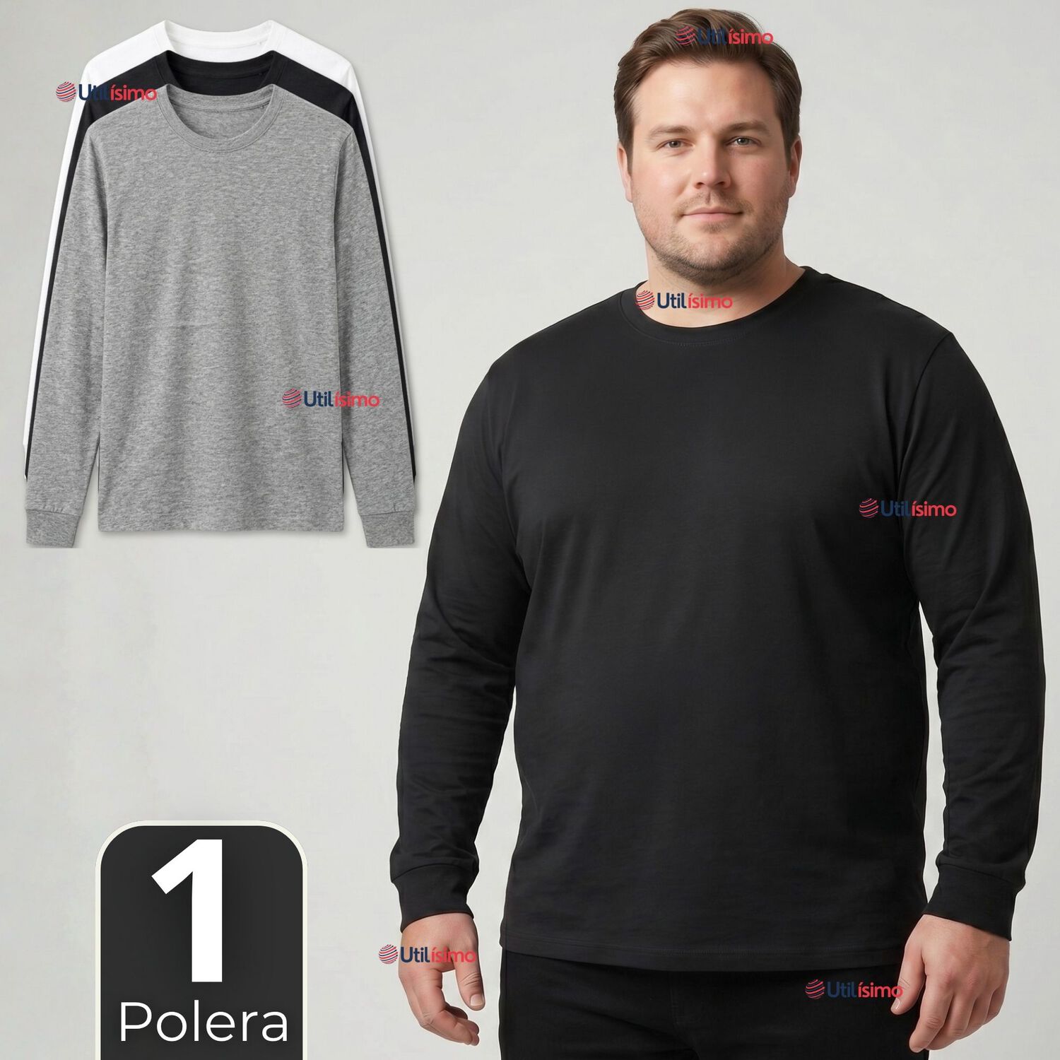 Polera Algod&oacute;n Manga Larga Cuello Redondo Primera Capa Hombre image number 0.0