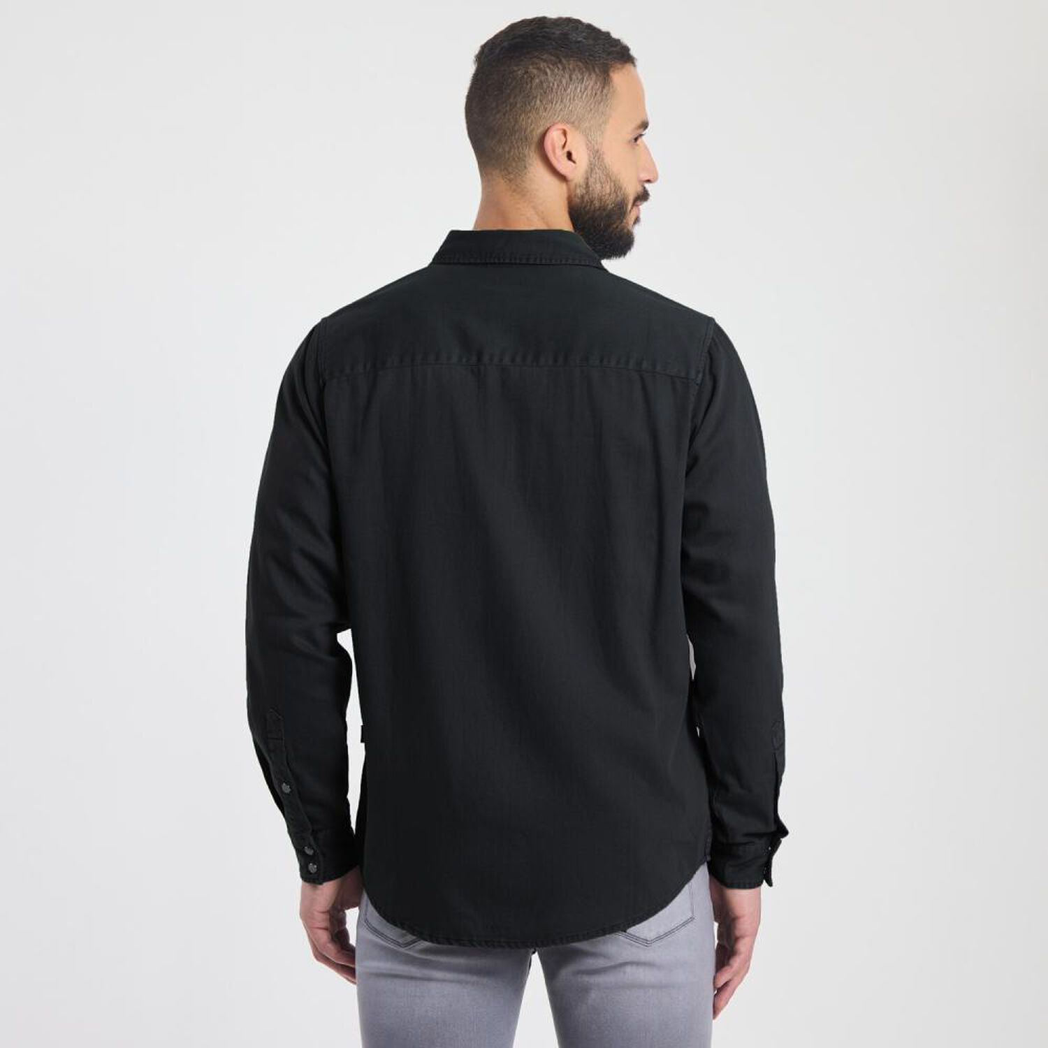 Camisa Liso Slim Manga Larga Hombre Az Black image number 1.0
