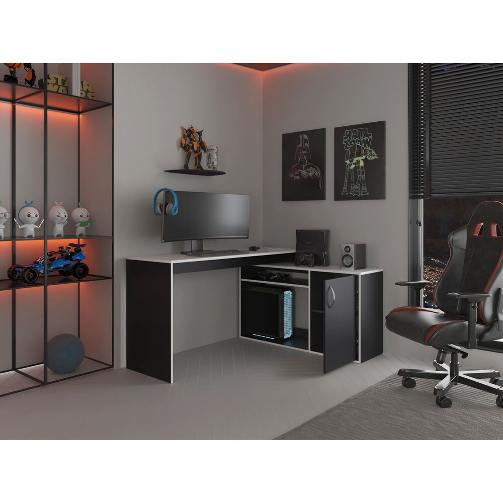 Escritorio Gamer Fm Negro Y Blanco 76,5x150x116,5 Cm image number 4.0