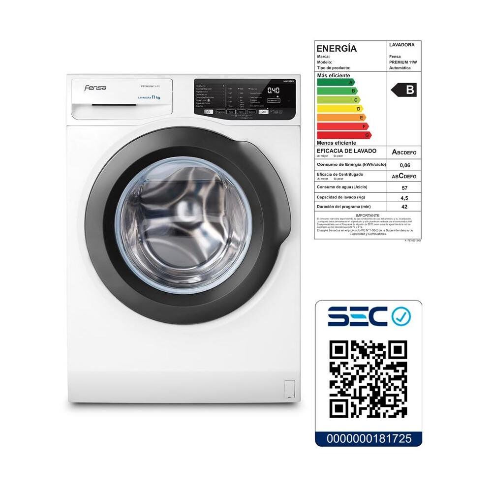 lavadora fensa premium care 11w 11 kg