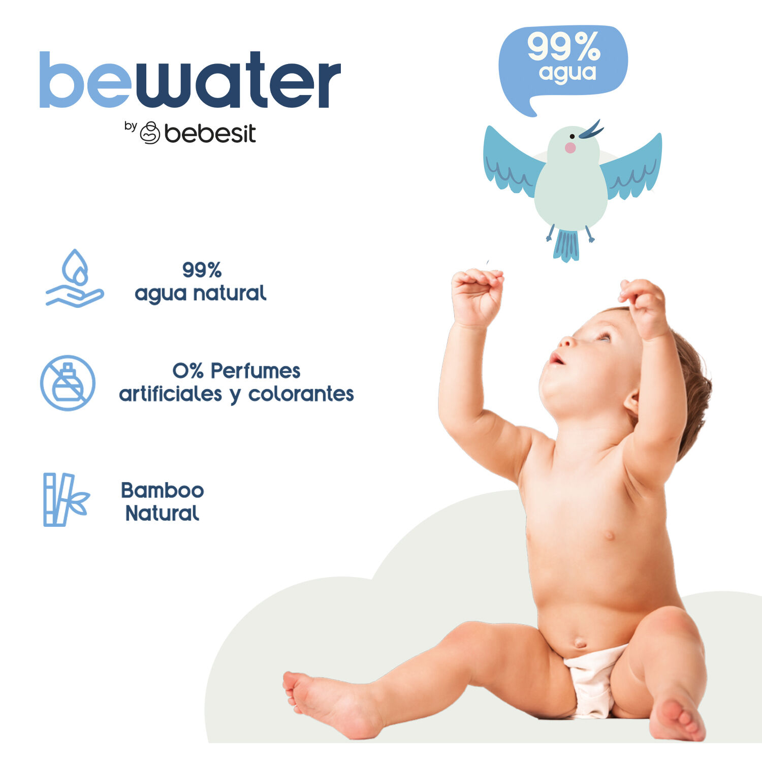Wipes Toallas H&uacute;medas Bewater Bebesit - Caja 12x60 Unidades image number 2.0