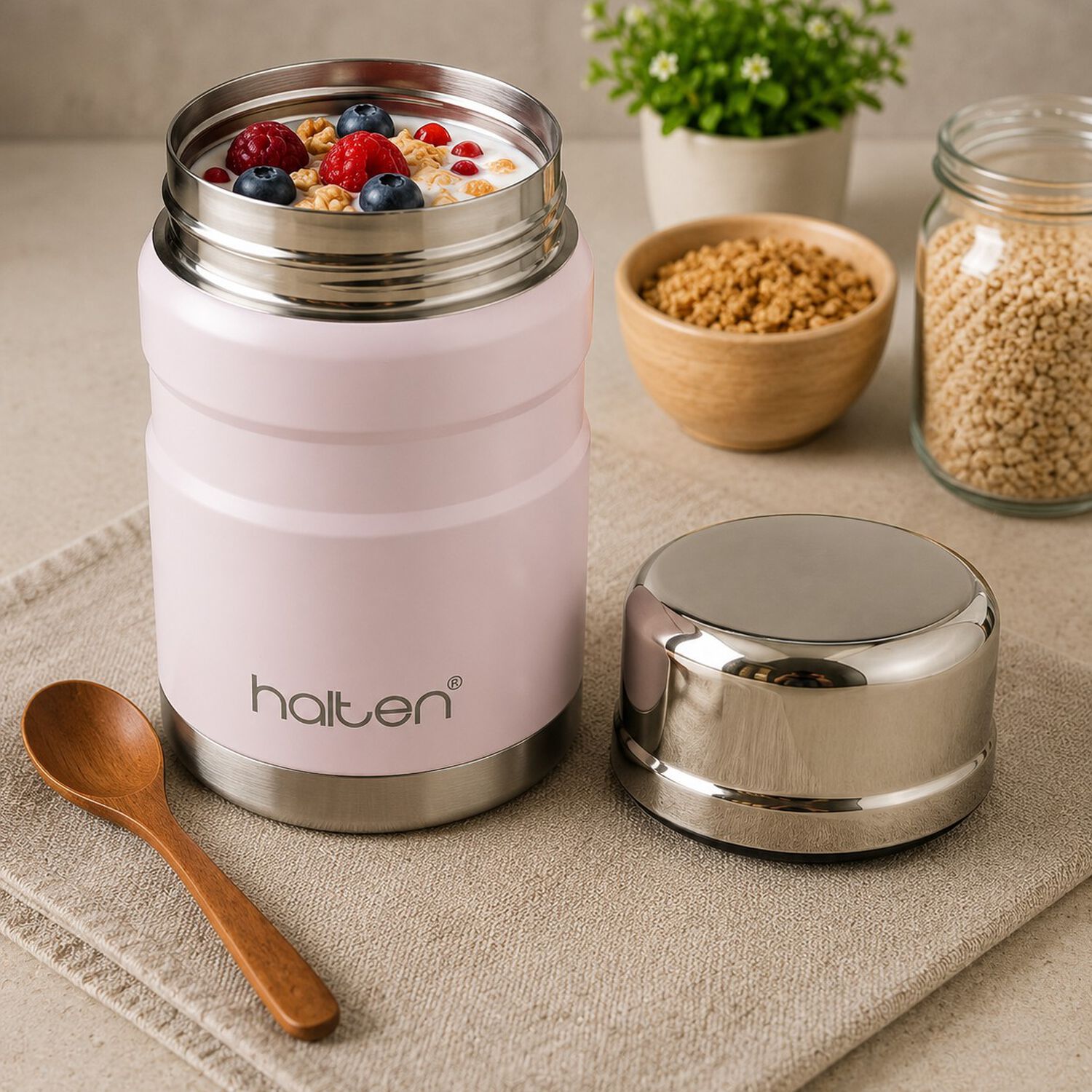 Termo De Comida Acero Inox 750 Ml Halten Color Marfil image number 4.0
