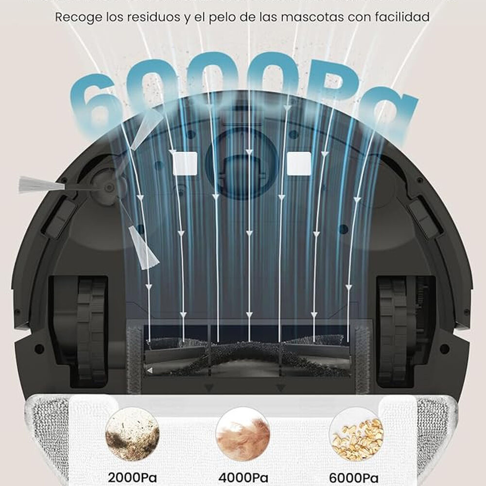 N&uuml;vico W11 Robot Aspiradora Succi&oacute;n Ultra Fuerte De 5000 Pa image number 6.0