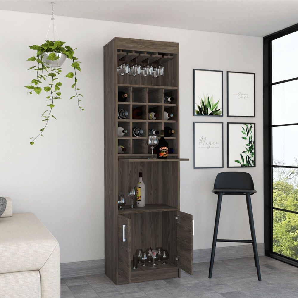 Bar Alto 2 Puertas 16 Botelleros Caf&eacute; Oscuro 180 Cm X 32 Cm X 51 Cm image number 5.0