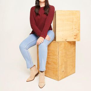 Sweater Liso Trenzado Regular Cuello Redondo Mujer Geeps
