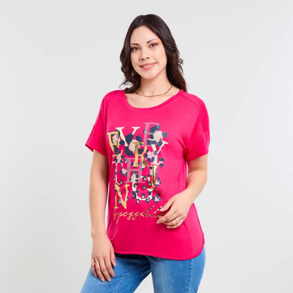 Polera Lisa Manga Corta Cuello Redondo Mujer Sexy Large image number 2.0