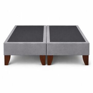 Base De Cama Europea 2 Plazas Dividida 190 Cm Largo Gris Plata