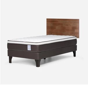 Cama Europea Rosen New Style 4 Plus / 1.5 Plazas / Base Normal + Respaldo Tabor Caramelo