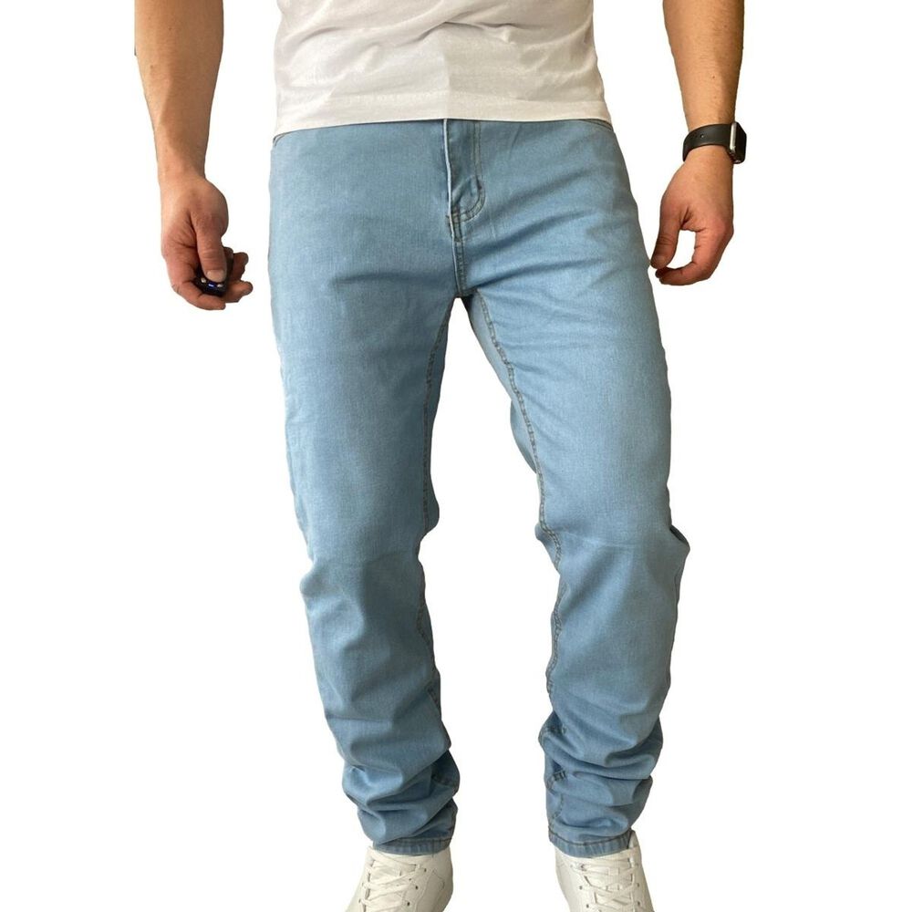 Pantal&oacute;n Jeans Elasticado Slim Celeste image number 7.0