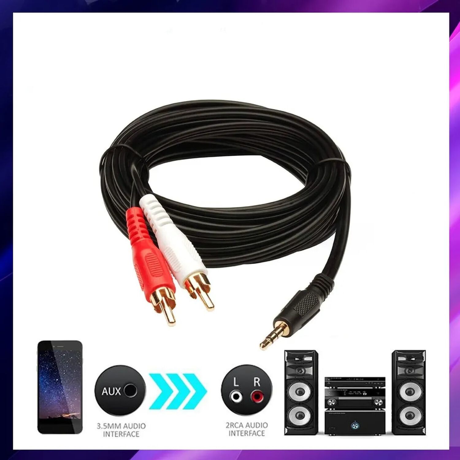 Cable De Audio (2x1) Jack 3.5mm A Rca 3 Mt Ulink Deluxe Line image number 4.0