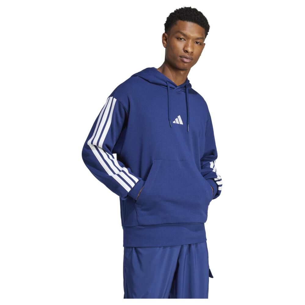 Polerón Con Capucha Hombre Essentials 3 Tiras Felpa Francesa Adidas image number 3.0