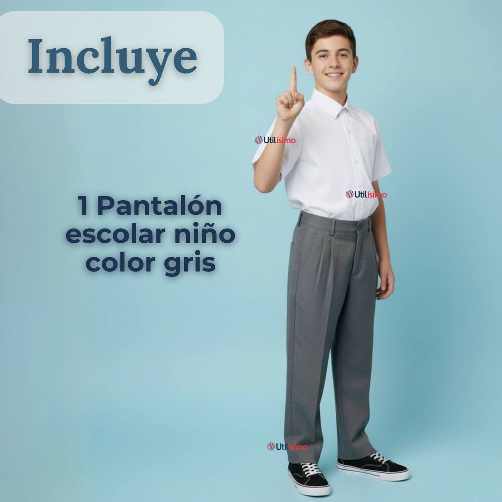 Pantal&oacute;n Escolar Colegio Cl&aacute;sico Gris Ni&ntilde;o Juvenil image number 1.0