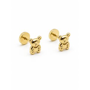 Aros Abridores Osito 6x7mm Oro 14k Oso Beb&eacute; Ni&ntilde;a Dorado