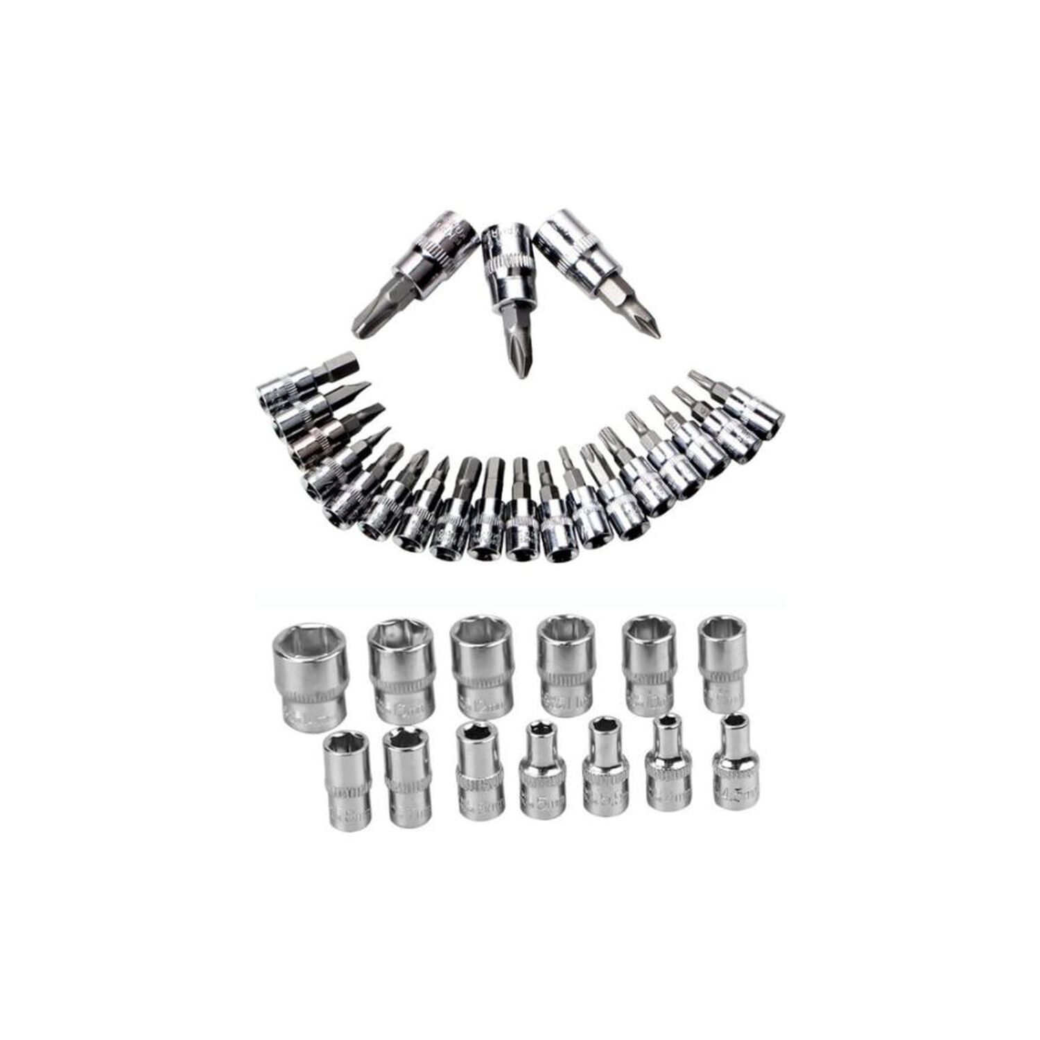 Juego Estuche De Llaves Trinquete Dados Por 46pcs Puntas Metricas image number 4.0