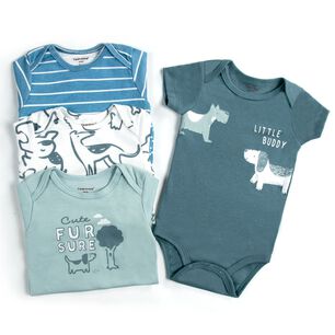 Pack 4 Bodys Ni&ntilde;o Manga Corta Tedmimak 100% Algod&oacute;n Blue Dogs