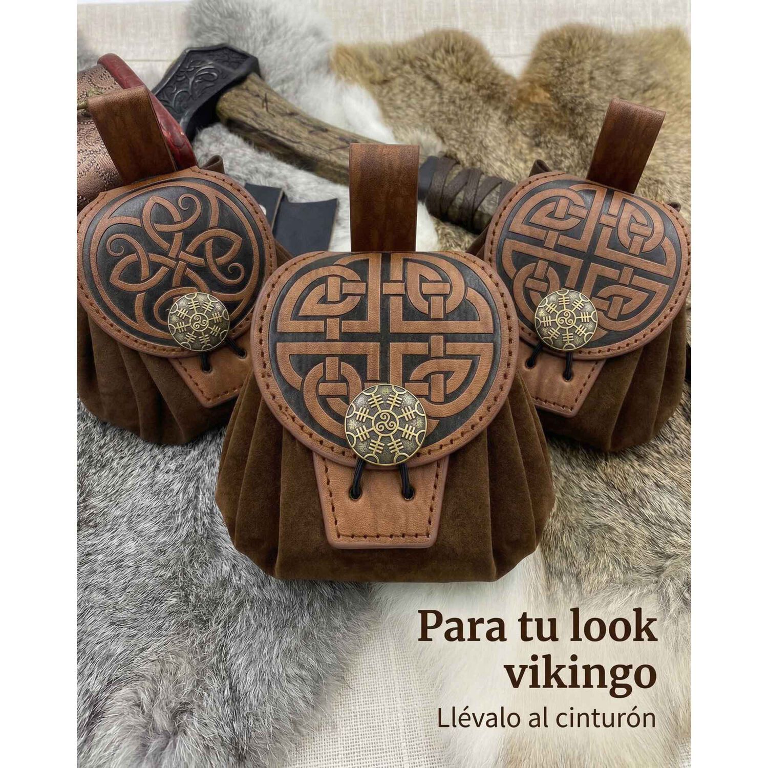 Bolso Medieval Para Cintur&oacute;n Con Broche N&oacute;rdico Vikingo image number 5.0