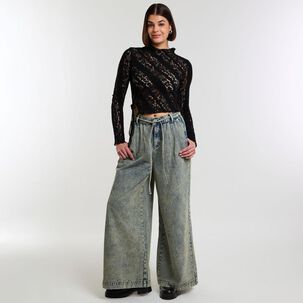 Jeans Tiro Medio Barrel Mujer Rolly Go