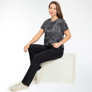 Jeans Brillos Tiro Alto Flare Mujer Geeps