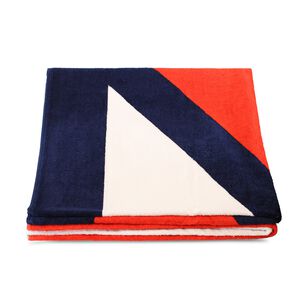 Toalla De Playa Nautica Home 100% Algod&oacute;n 160x80 Dise&ntilde;o N Tricolor