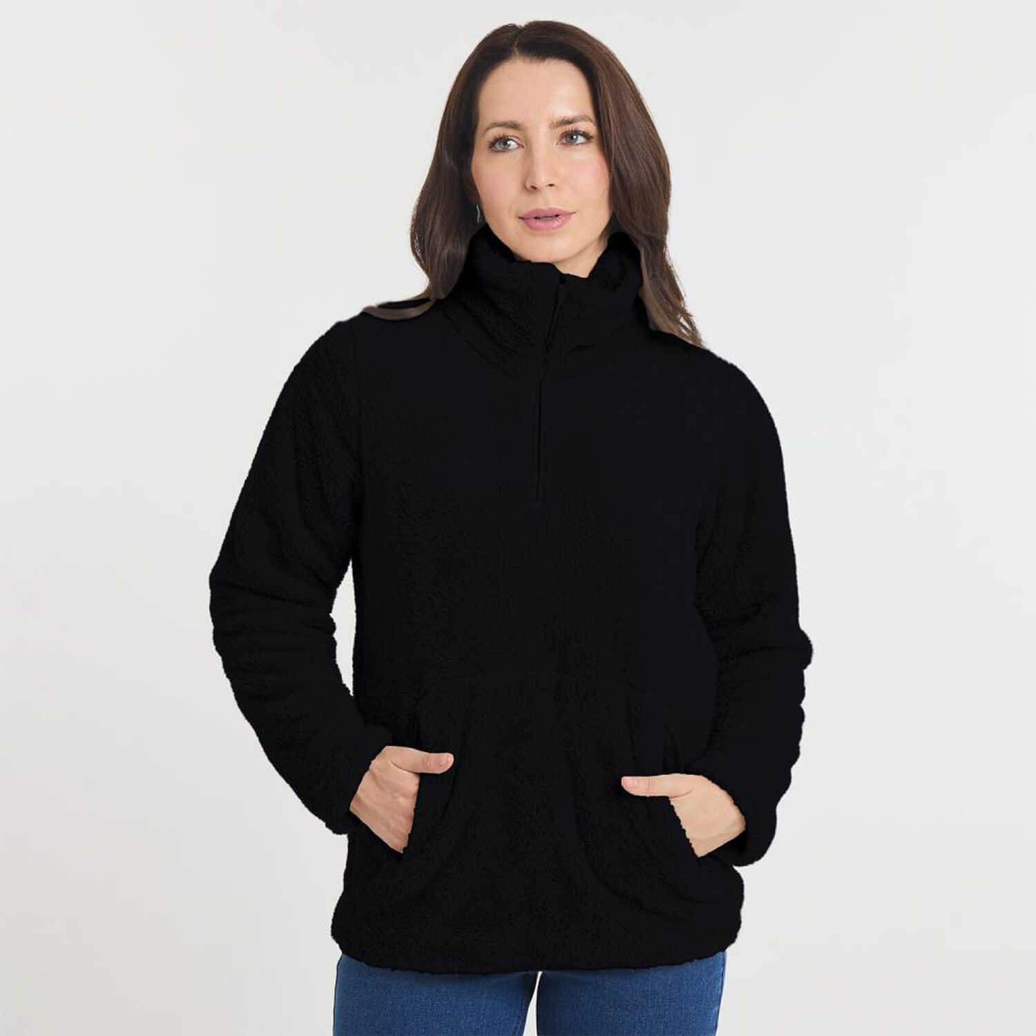 Poler&oacute;n Regular Fleece Cuello Alto Medio Cierre Mujer Geeps image number 0.0