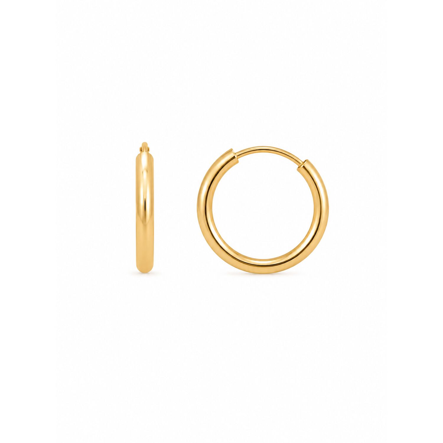 Aros Argolla Tubo 10mm Oro 18k 1.40gr Cl&aacute;sicas Regalo Mujer Dorado image number 2.0