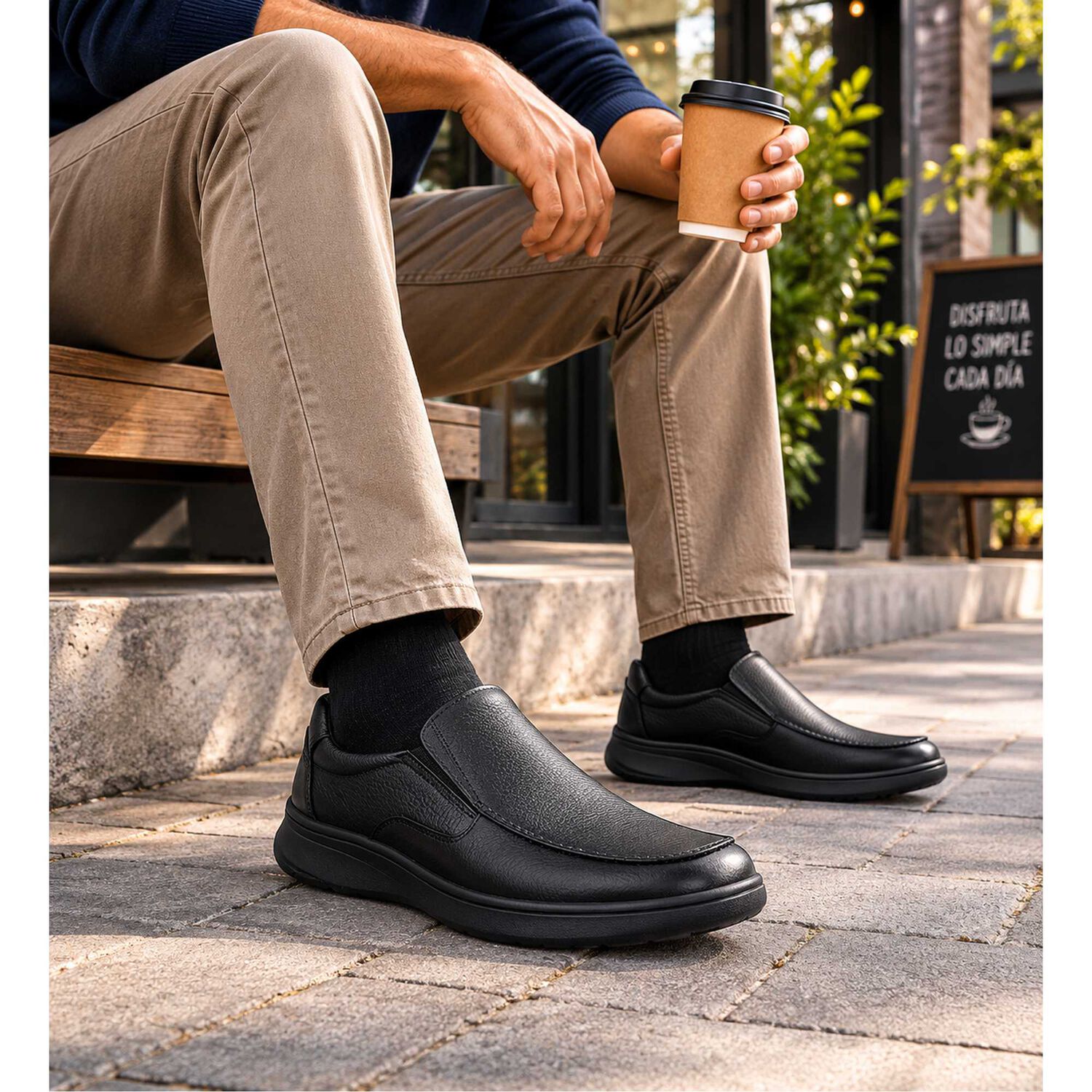 Zapato De Cuero Nardo Negro London Adixt image number 4.0