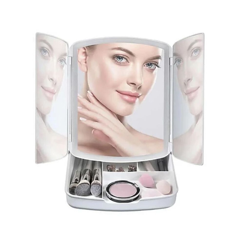 Espejo De Maquillaje Plegable Con Luces Led Con Cajon image number 0.0