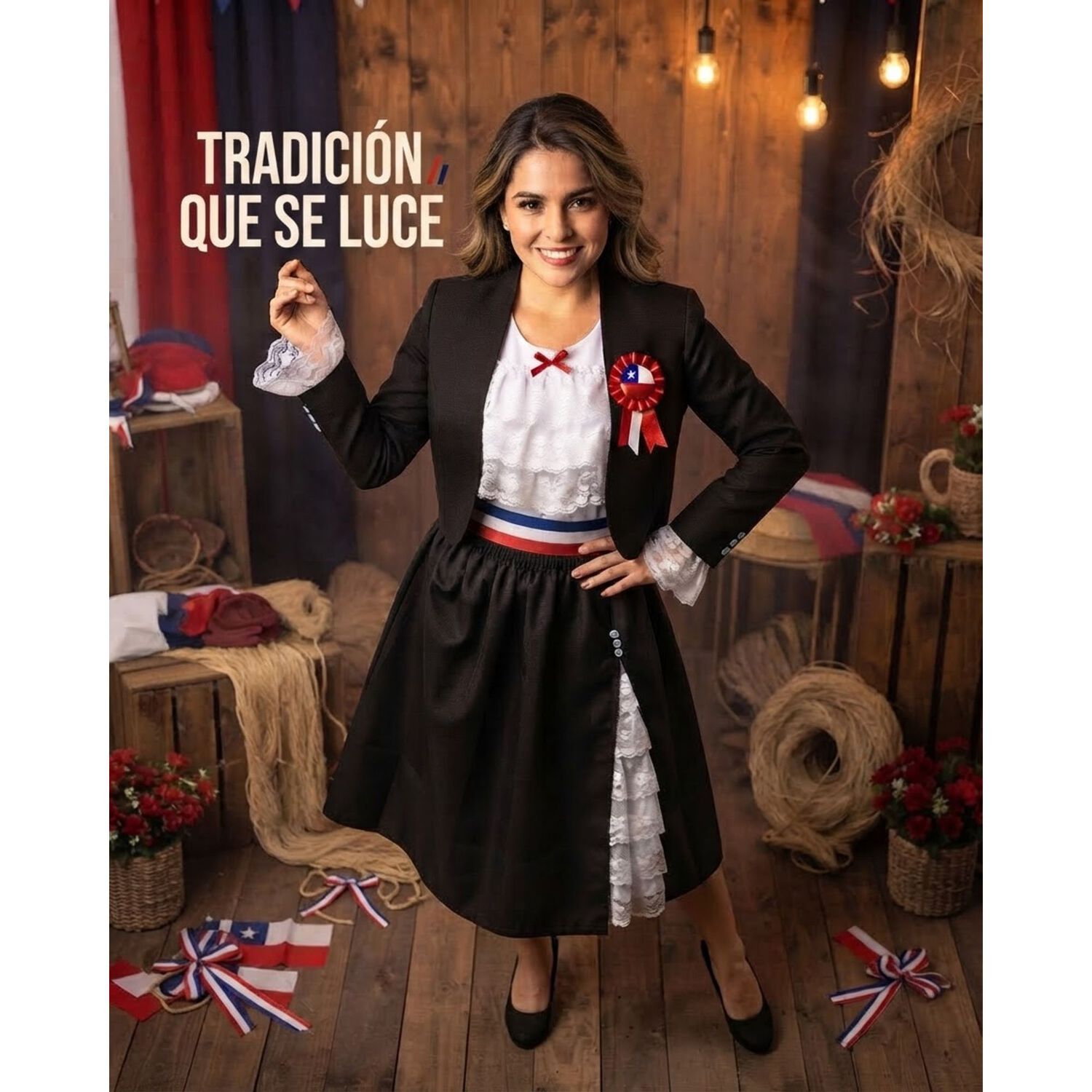 Traje Huasa Tradicional Para Ni&ntilde;as, Adultas image number 23.0