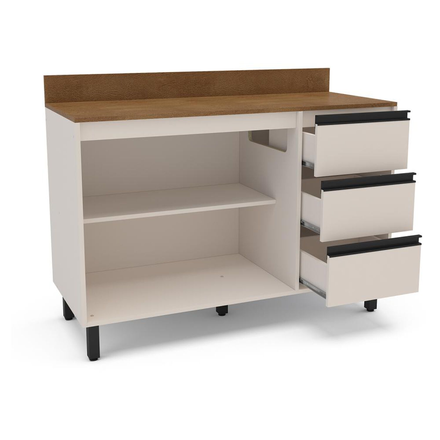 Mueble De Cocina Base Vekkahome Koya 2 Puertas 3 Cajones Beige image number 4.0