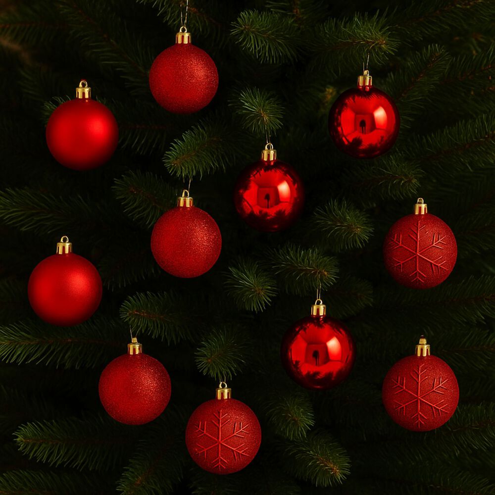 16 Esferas Bambalinas Adorno Navideño Rojo 6cm Decoracion image number 1.0