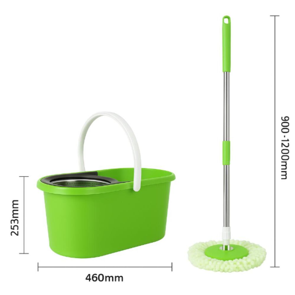 2 Mopas Giratoria 360° Trapeador Canasto Metálico Con Paños image number 10.0