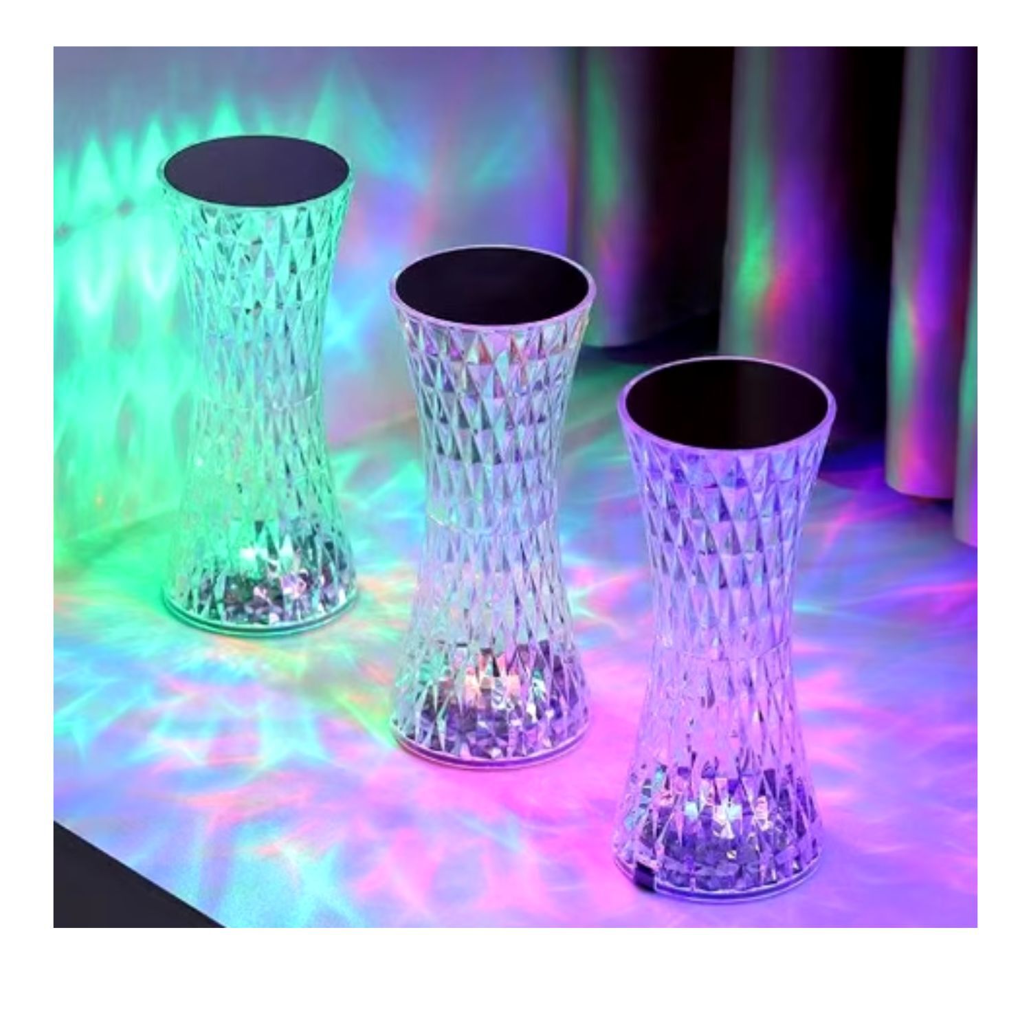 Lampara Velador Adorno De Cristal Deco Diamante Tactil Usb image number 2.0