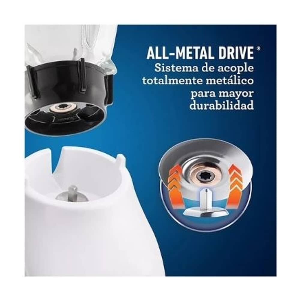 Licuadora Oster Con Vaso De Vidrio Y Control De Perilla Bls Color Blanco image number 6.0