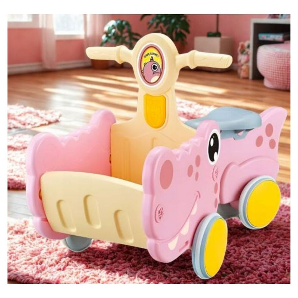 Andador Correpasillos Para Bebes Dinosaurio Con Canasto Rosa image number 2.0