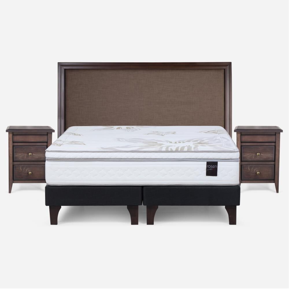 Cama Europea Rosen Art 4 / 2 Plazas / Base Dividida + Set de Maderas Nolita Chocolate image number 0.0