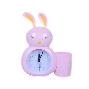 Reloj De Mesa Conejo Rosa Despertador Con Porta Lapiz 17cm